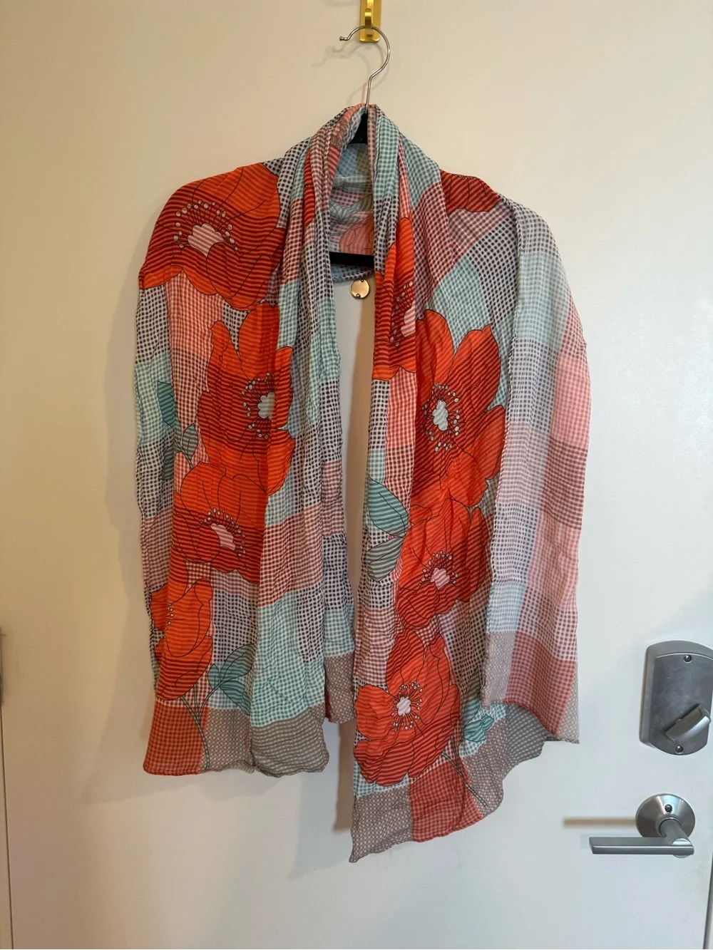 Cabi Gingham Floral Scarf Spring 2018 - RARE!